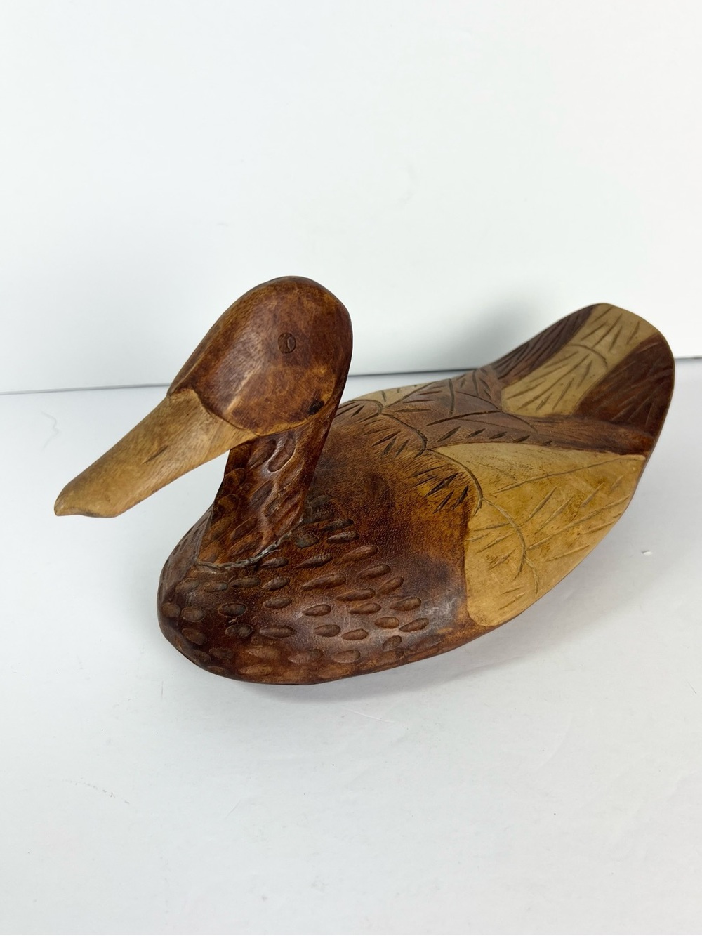 Vintage Hand carved wooden decoy duck primitive duck prim rustic decor